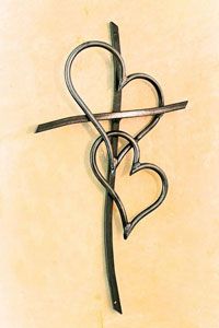 Cross with 2 Hearts Logo